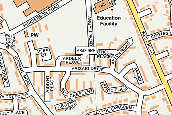 AB43 9RF map - OS OpenMap – Local (Ordnance Survey)