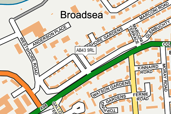 AB43 9RL map - OS OpenMap – Local (Ordnance Survey)