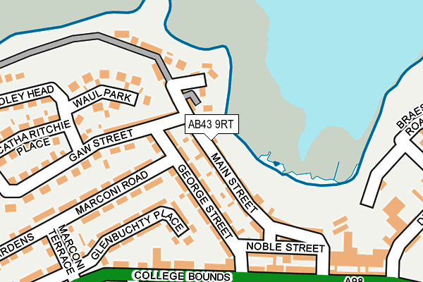 AB43 9RT map - OS OpenMap – Local (Ordnance Survey)