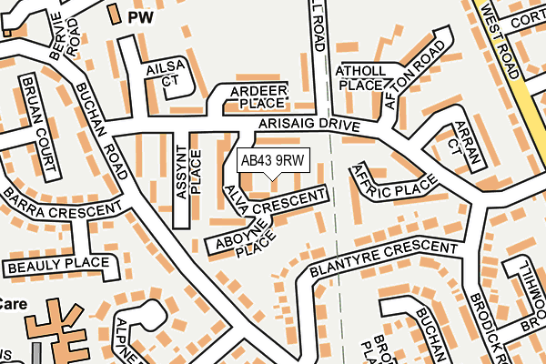 AB43 9RW map - OS OpenMap – Local (Ordnance Survey)