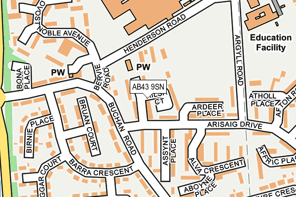 AB43 9SN map - OS OpenMap – Local (Ordnance Survey)