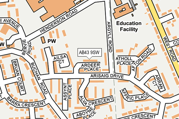 AB43 9SW map - OS OpenMap – Local (Ordnance Survey)
