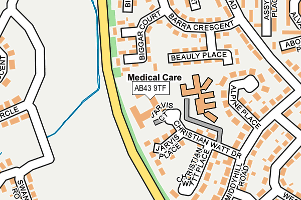 AB43 9TF map - OS OpenMap – Local (Ordnance Survey)