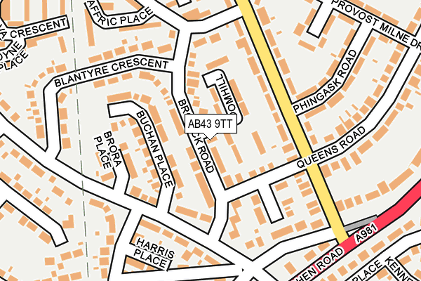 AB43 9TT map - OS OpenMap – Local (Ordnance Survey)