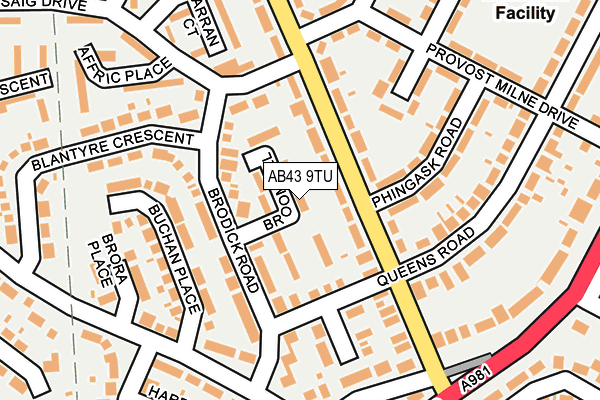 AB43 9TU map - OS OpenMap – Local (Ordnance Survey)