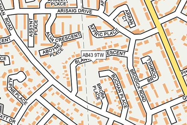 AB43 9TW map - OS OpenMap – Local (Ordnance Survey)