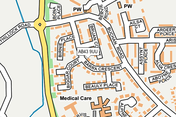 AB43 9UU map - OS OpenMap – Local (Ordnance Survey)