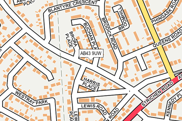 AB43 9UW map - OS OpenMap – Local (Ordnance Survey)