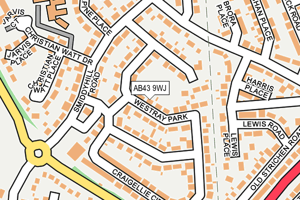 AB43 9WJ map - OS OpenMap – Local (Ordnance Survey)