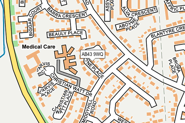 AB43 9WQ map - OS OpenMap – Local (Ordnance Survey)