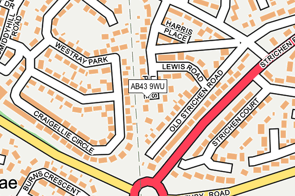 AB43 9WU map - OS OpenMap – Local (Ordnance Survey)