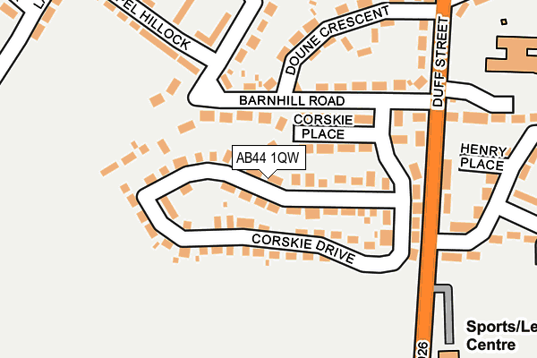 AB44 1QW map - OS OpenMap – Local (Ordnance Survey)