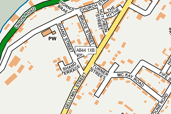 AB44 1XB map - OS OpenMap – Local (Ordnance Survey)