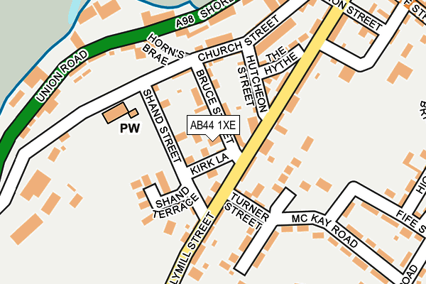 AB44 1XE map - OS OpenMap – Local (Ordnance Survey)