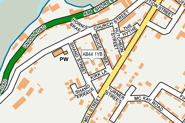 AB44 1YB map - OS OpenMap – Local (Ordnance Survey)