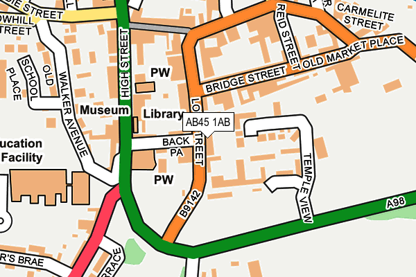 AB45 1AB map - OS OpenMap – Local (Ordnance Survey)