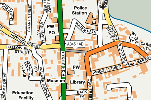 AB45 1AD map - OS OpenMap – Local (Ordnance Survey)
