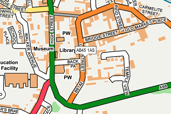 AB45 1AS map - OS OpenMap – Local (Ordnance Survey)
