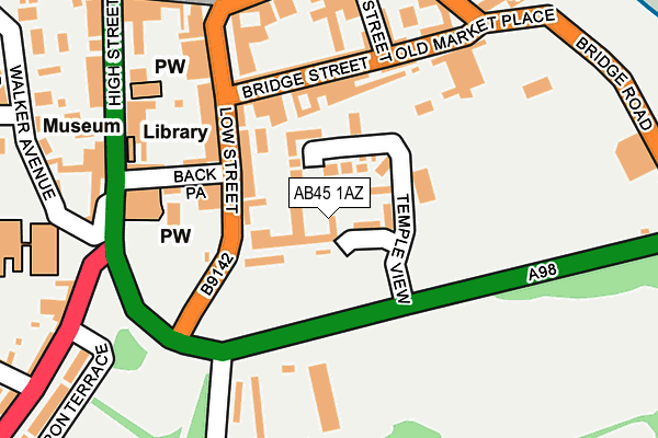 AB45 1AZ map - OS OpenMap – Local (Ordnance Survey)
