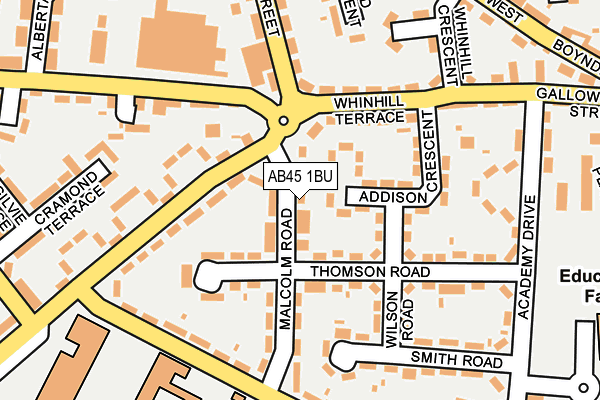 AB45 1BU map - OS OpenMap – Local (Ordnance Survey)