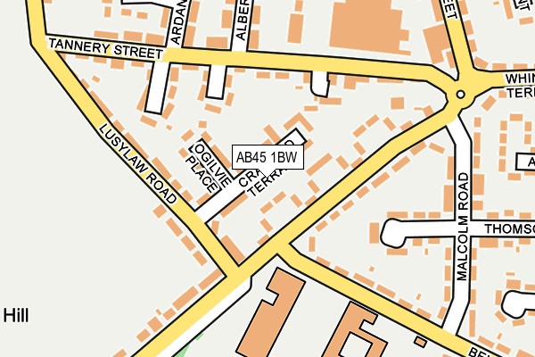 AB45 1BW map - OS OpenMap – Local (Ordnance Survey)