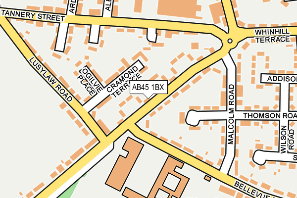 AB45 1BX map - OS OpenMap – Local (Ordnance Survey)