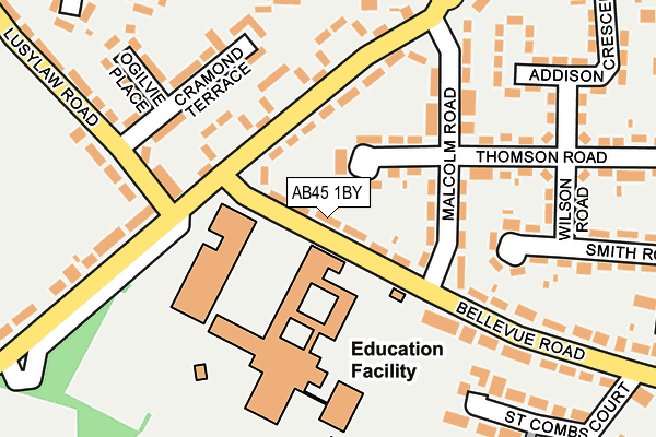 AB45 1BY map - OS OpenMap – Local (Ordnance Survey)