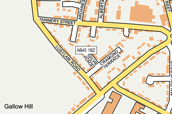 AB45 1BZ map - OS OpenMap – Local (Ordnance Survey)