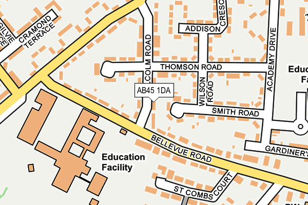 AB45 1DA map - OS OpenMap – Local (Ordnance Survey)