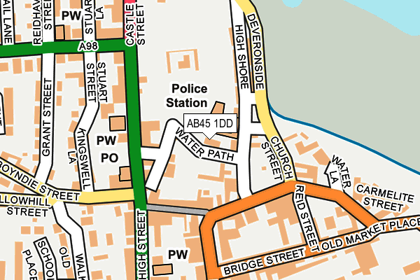 AB45 1DD map - OS OpenMap – Local (Ordnance Survey)