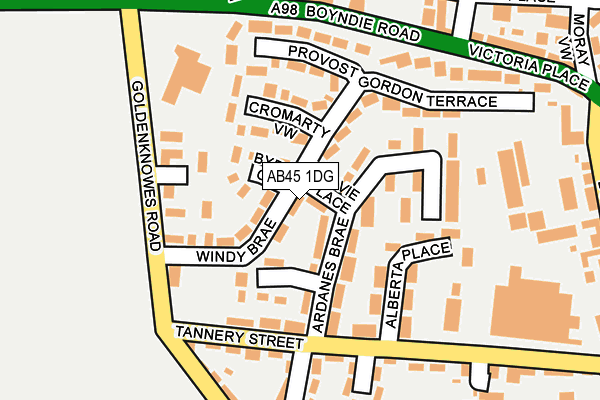 AB45 1DG map - OS OpenMap – Local (Ordnance Survey)