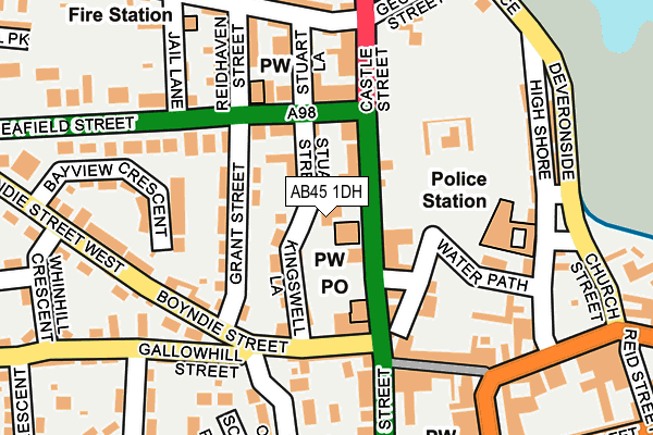 AB45 1DH map - OS OpenMap – Local (Ordnance Survey)