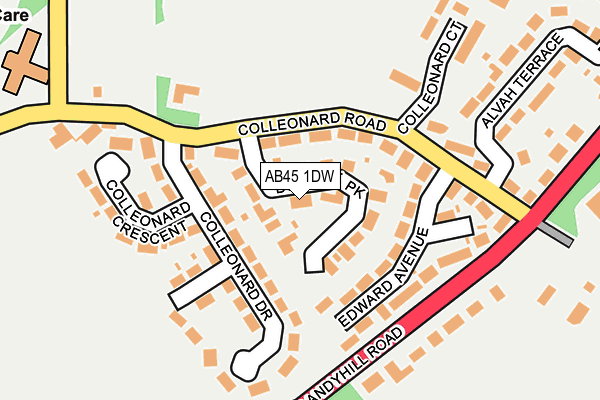 AB45 1DW map - OS OpenMap – Local (Ordnance Survey)