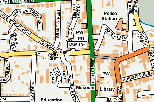 AB45 1DY map - OS OpenMap – Local (Ordnance Survey)