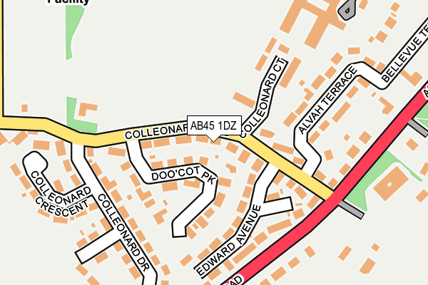 AB45 1DZ map - OS OpenMap – Local (Ordnance Survey)