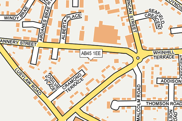 AB45 1EE map - OS OpenMap – Local (Ordnance Survey)