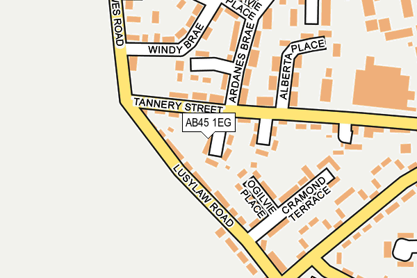 AB45 1EG map - OS OpenMap – Local (Ordnance Survey)