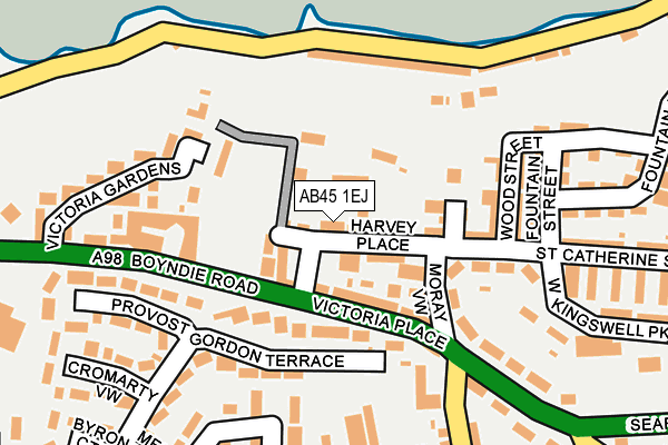 AB45 1EJ map - OS OpenMap – Local (Ordnance Survey)