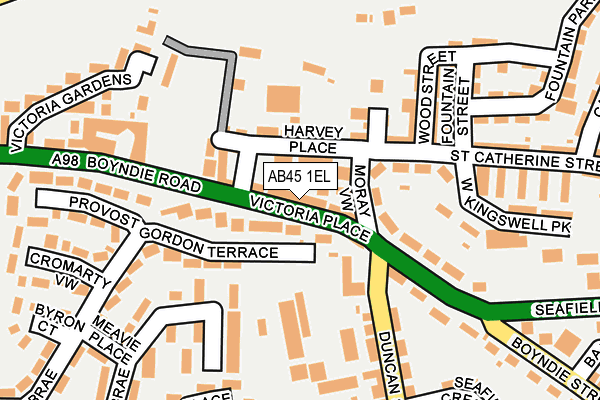 AB45 1EL map - OS OpenMap – Local (Ordnance Survey)