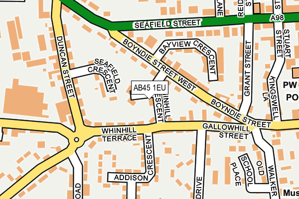 AB45 1EU map - OS OpenMap – Local (Ordnance Survey)