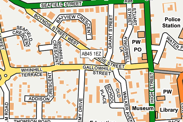 AB45 1EZ map - OS OpenMap – Local (Ordnance Survey)