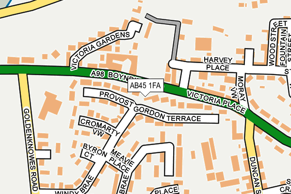 AB45 1FA map - OS OpenMap – Local (Ordnance Survey)