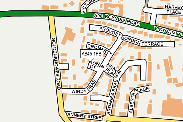 AB45 1FB map - OS OpenMap – Local (Ordnance Survey)