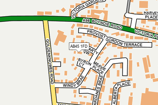 AB45 1FD map - OS OpenMap – Local (Ordnance Survey)