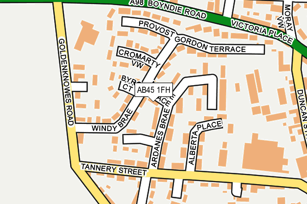 AB45 1FH map - OS OpenMap – Local (Ordnance Survey)