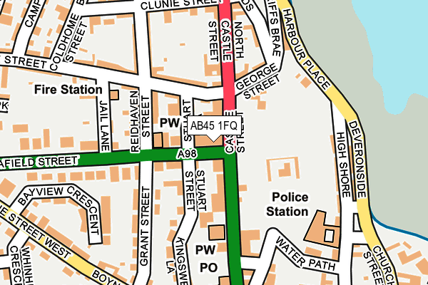 AB45 1FQ map - OS OpenMap – Local (Ordnance Survey)