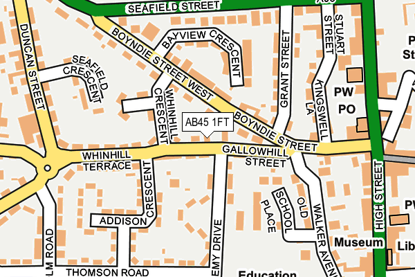 AB45 1FT map - OS OpenMap – Local (Ordnance Survey)