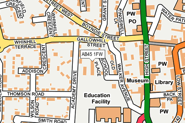 AB45 1FW map - OS OpenMap – Local (Ordnance Survey)