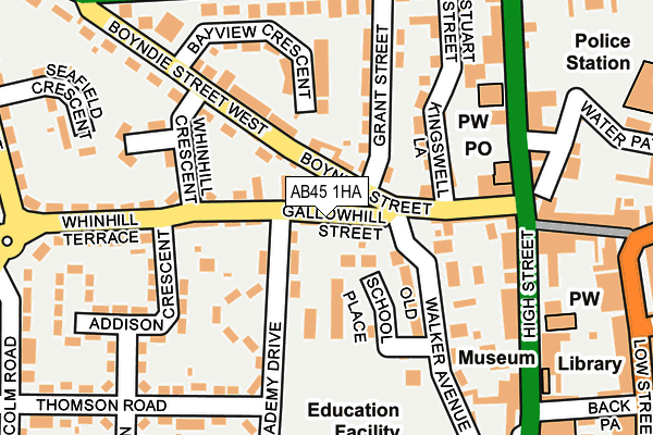 AB45 1HA map - OS OpenMap – Local (Ordnance Survey)