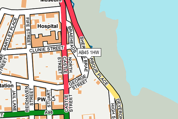 AB45 1HW map - OS OpenMap – Local (Ordnance Survey)